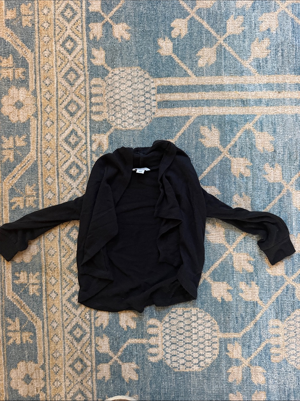 Habitual Girls' Black Open-Front Ruffle Cardigan